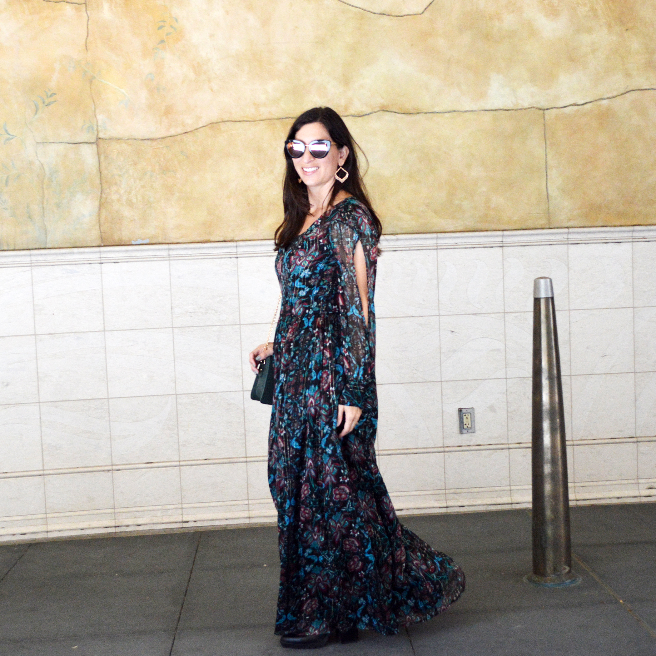 affordable fall floral maxi dress