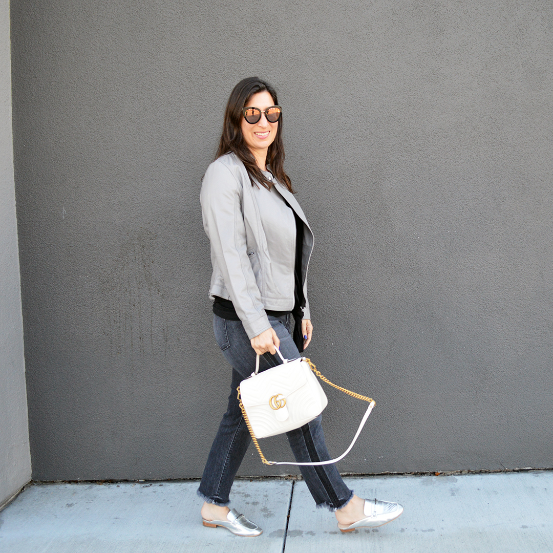 Simple Tee  Grey bag outfit, Chanel bag outfit, Winter fashion casual