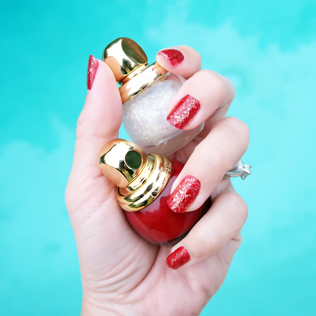 diorific golden snow glitter top coat nail polish holidays 2020