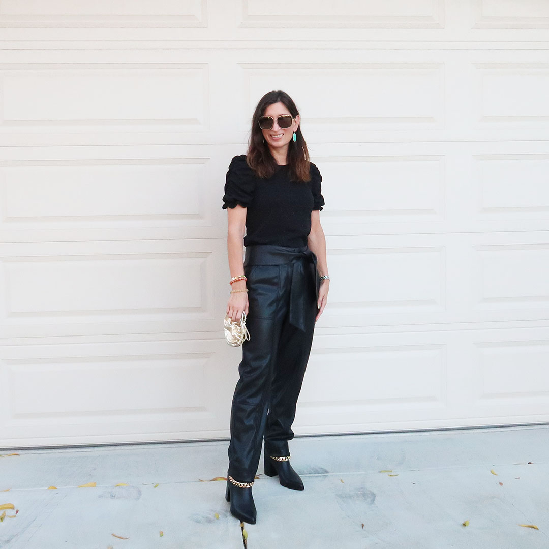 how to wear faux leather pants 