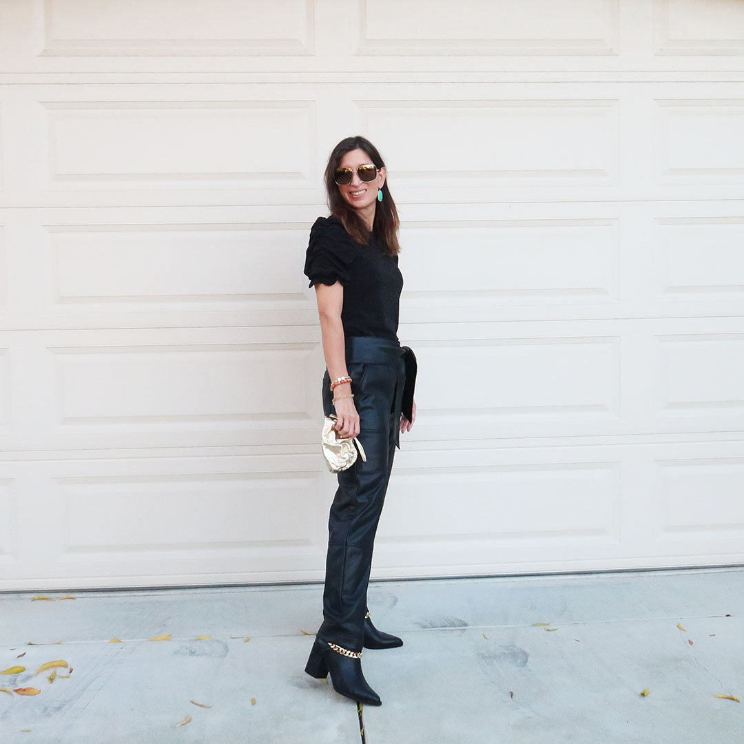 ways to style faux leather pants