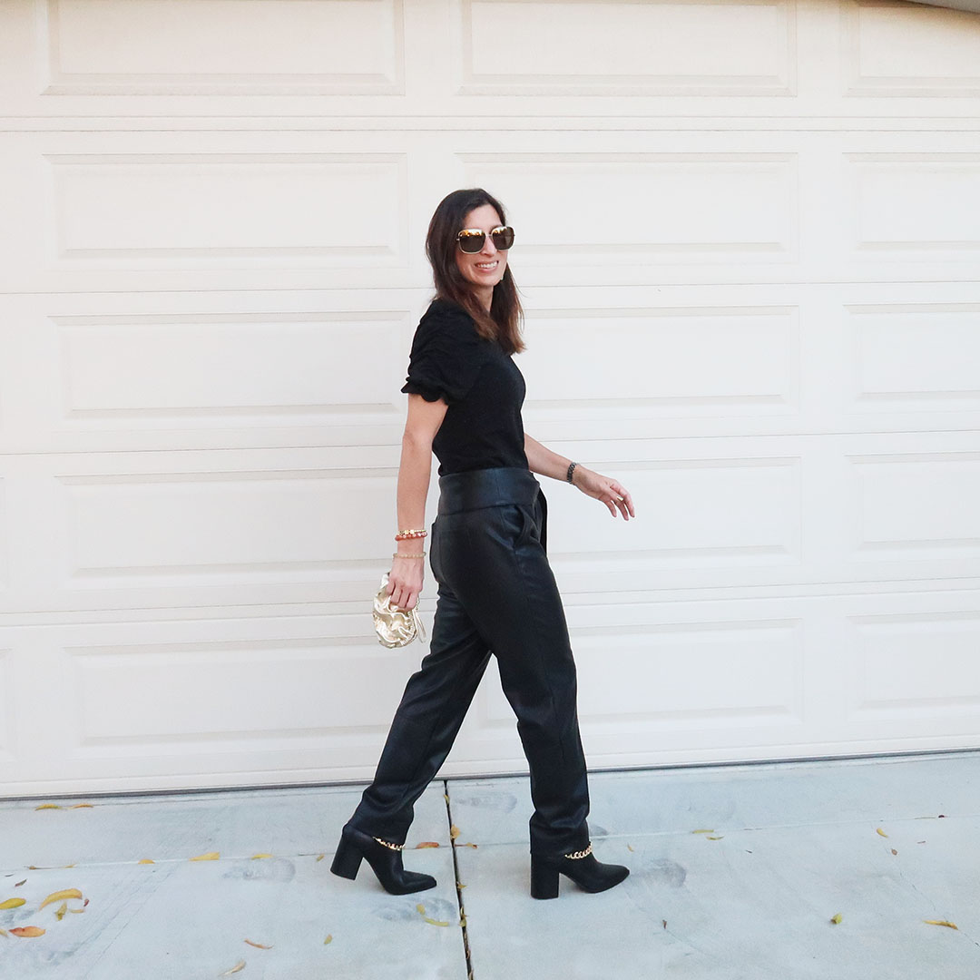 faux leather pants trend