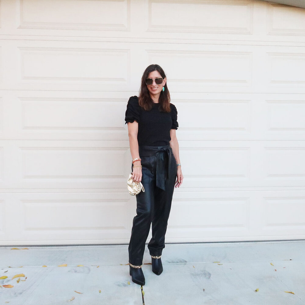 how to wear faux leather pants self tie waist