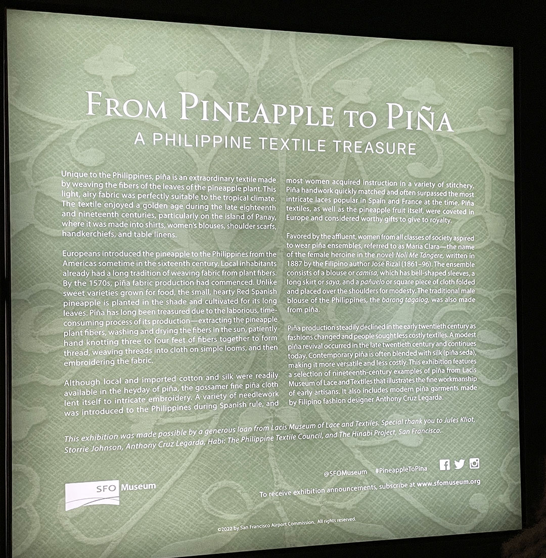 sfo museum from pineapple to pina exhibit
