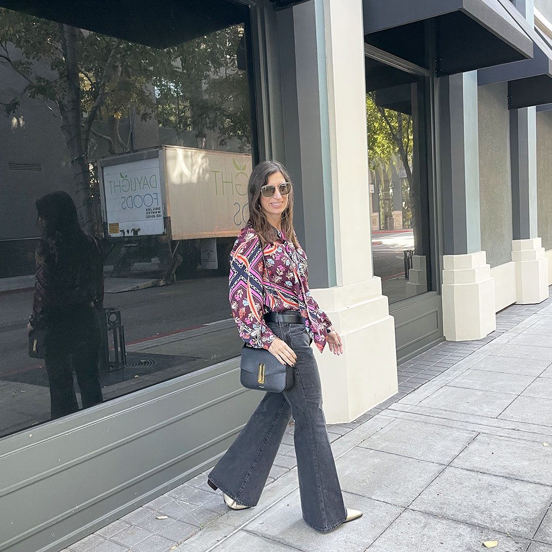 Flare jeans and a tie blouse – Bay Area Fashionista