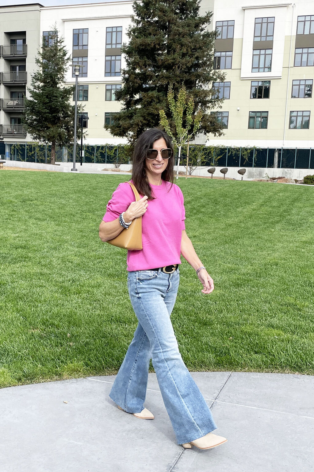 Flare jeans and pink for fall Bay Area Fashionista