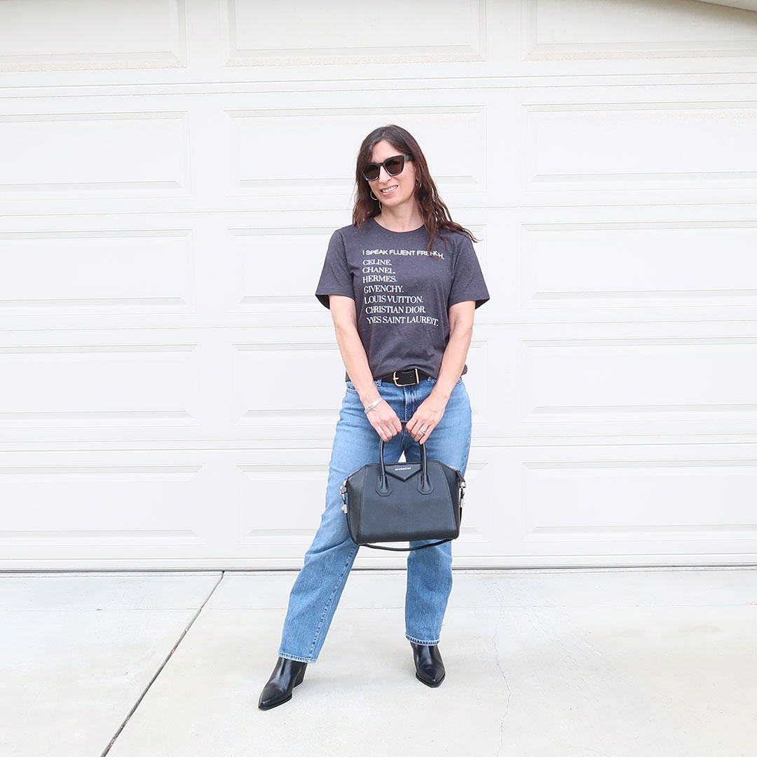 how to style a printed tee outfit ideas style over 40 genx bay area designers